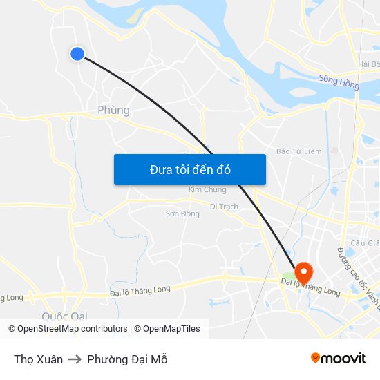 Thọ Xuân to Phường Đại Mỗ map