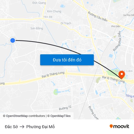 Đắc Sở to Phường Đại Mỗ map