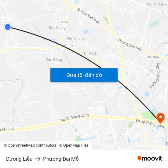 Dương Liễu to Phường Đại Mỗ map