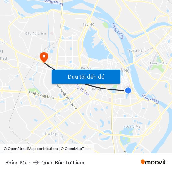 Đống Mác to Quận Bắc Từ Liêm map