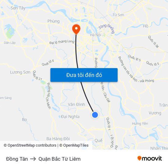 Đồng Tân to Quận Bắc Từ Liêm map