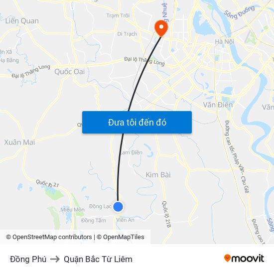 Đồng Phú to Quận Bắc Từ Liêm map