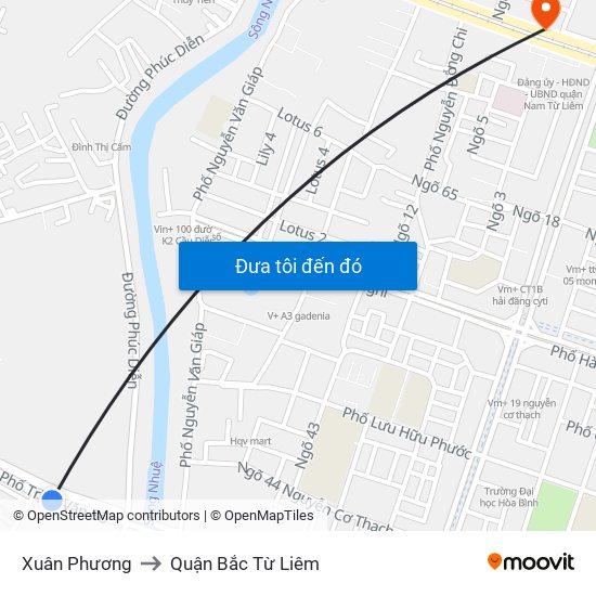 Xuân Phương to Quận Bắc Từ Liêm map