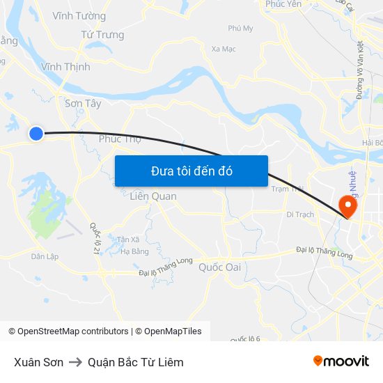 Xuân Sơn to Quận Bắc Từ Liêm map