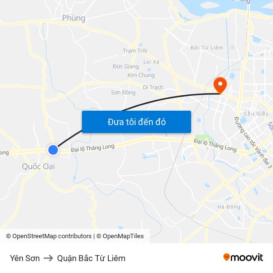 Yên Sơn to Quận Bắc Từ Liêm map