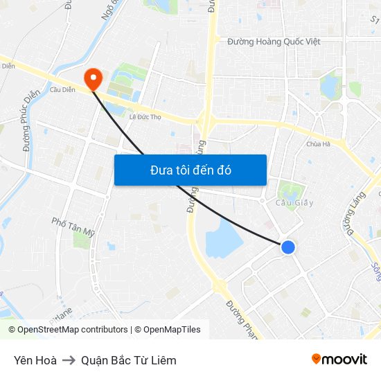 Yên Hoà to Quận Bắc Từ Liêm map