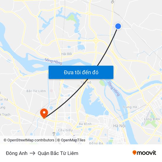 Đông Anh to Quận Bắc Từ Liêm map