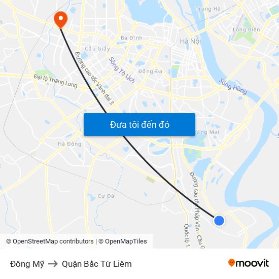 Đông Mỹ to Quận Bắc Từ Liêm map