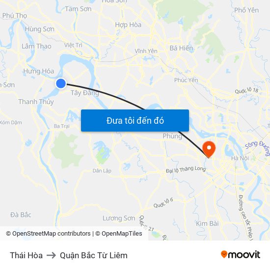 Thái Hòa to Quận Bắc Từ Liêm map