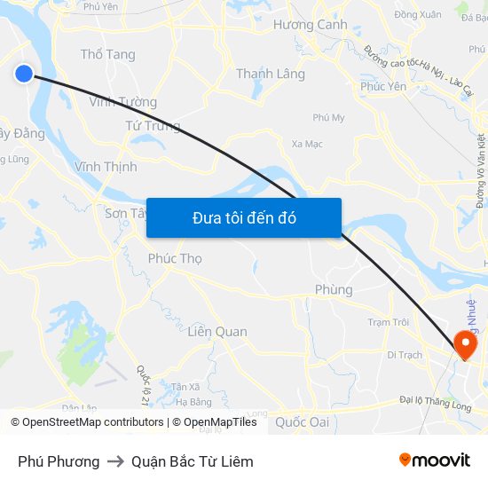 Phú Phương to Quận Bắc Từ Liêm map