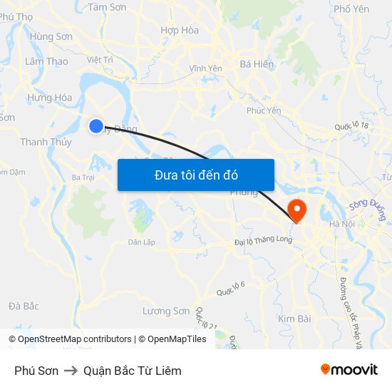 Phú Sơn to Quận Bắc Từ Liêm map