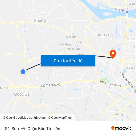 Sài Sơn to Quận Bắc Từ Liêm map
