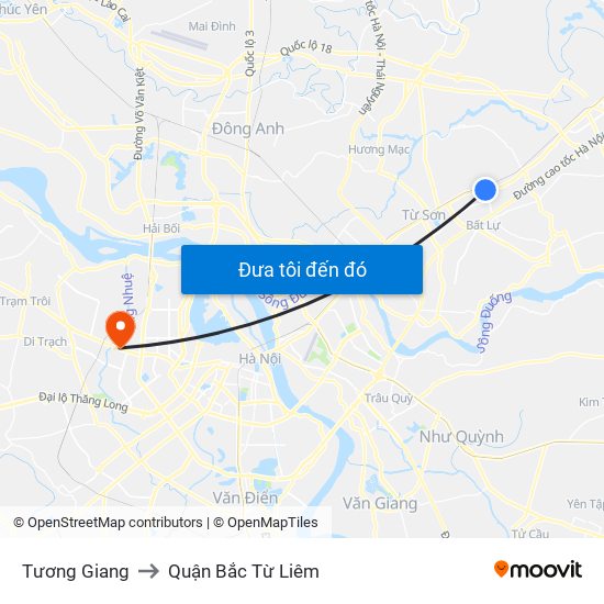 Tương Giang to Quận Bắc Từ Liêm map