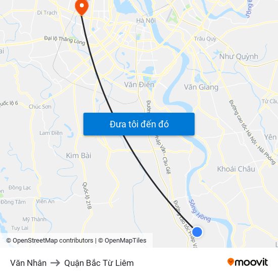 Văn Nhân to Quận Bắc Từ Liêm map