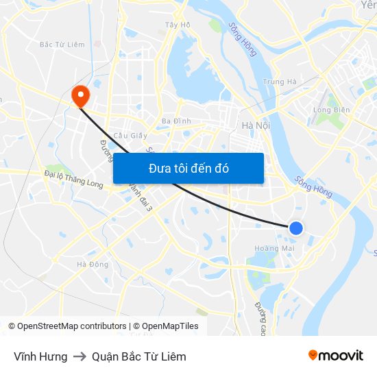 Vĩnh Hưng to Quận Bắc Từ Liêm map