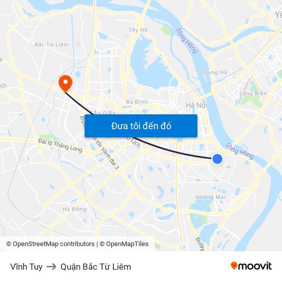 Vĩnh Tuy to Quận Bắc Từ Liêm map