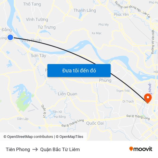 Tiên Phong to Quận Bắc Từ Liêm map