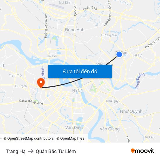 Trang Hạ to Quận Bắc Từ Liêm map