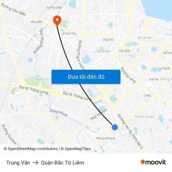 Trung Văn to Quận Bắc Từ Liêm map