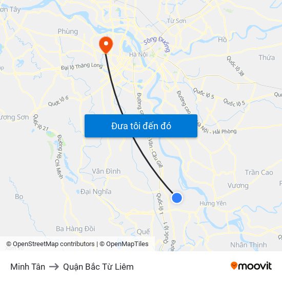 Minh Tân to Quận Bắc Từ Liêm map