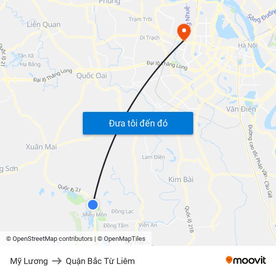 Mỹ Lương to Quận Bắc Từ Liêm map