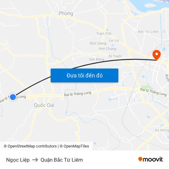 Ngọc Liệp to Quận Bắc Từ Liêm map