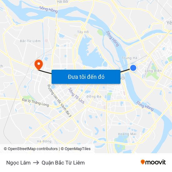 Ngọc Lâm to Quận Bắc Từ Liêm map