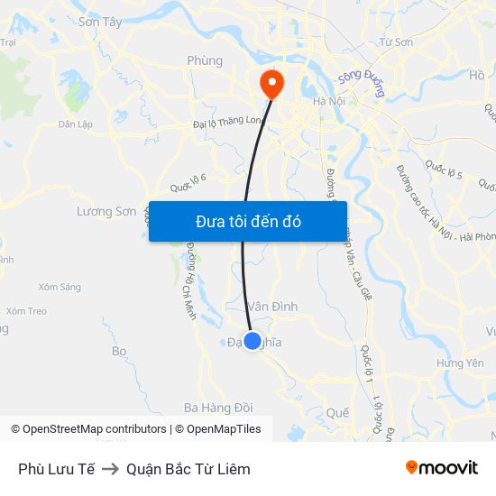 Phù Lưu Tế to Quận Bắc Từ Liêm map