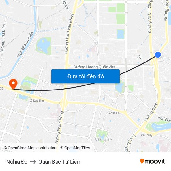 Nghĩa Đô to Quận Bắc Từ Liêm map