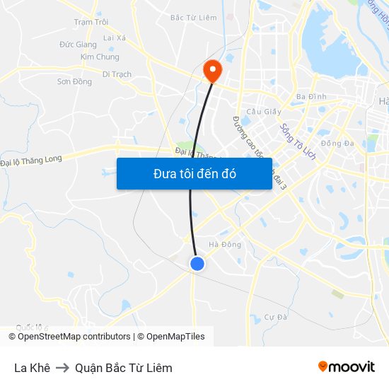 La Khê to Quận Bắc Từ Liêm map