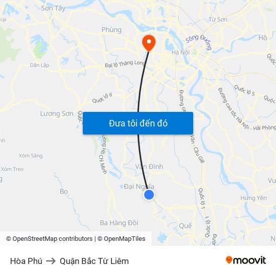 Hòa Phú to Quận Bắc Từ Liêm map