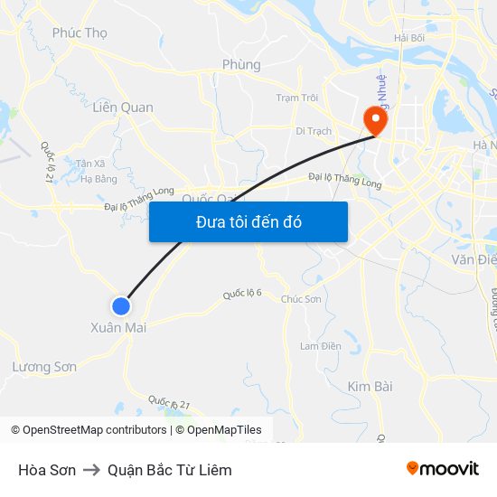 Hòa Sơn to Quận Bắc Từ Liêm map