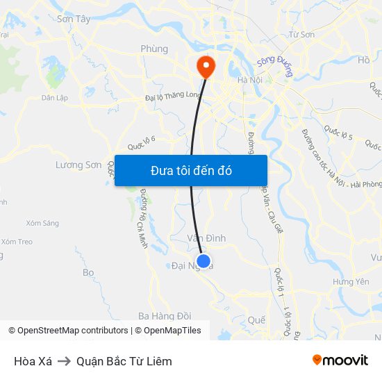 Hòa Xá to Quận Bắc Từ Liêm map