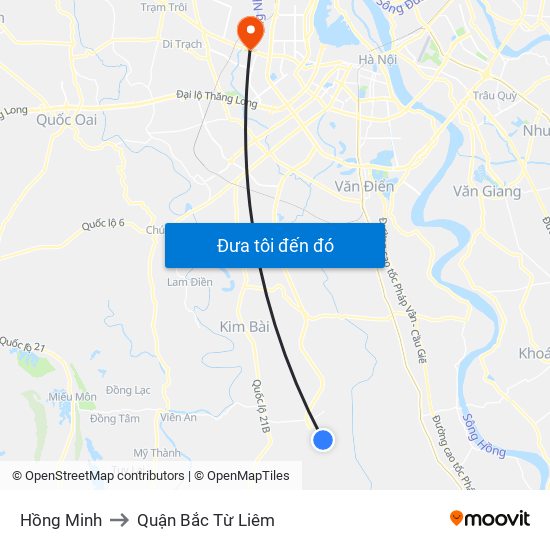 Hồng Minh to Quận Bắc Từ Liêm map
