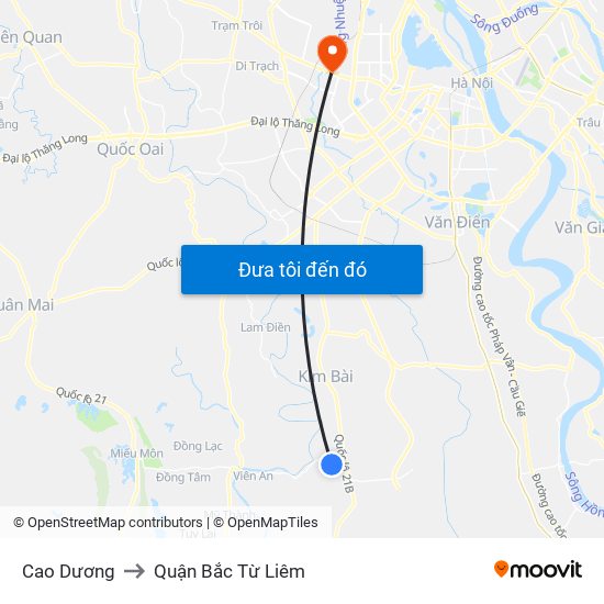 Cao Dương to Quận Bắc Từ Liêm map