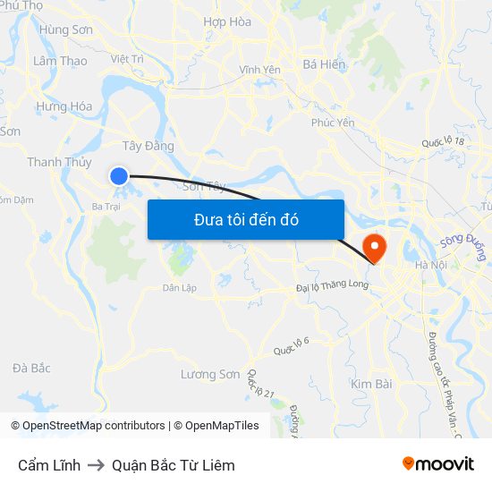 Cẩm Lĩnh to Quận Bắc Từ Liêm map