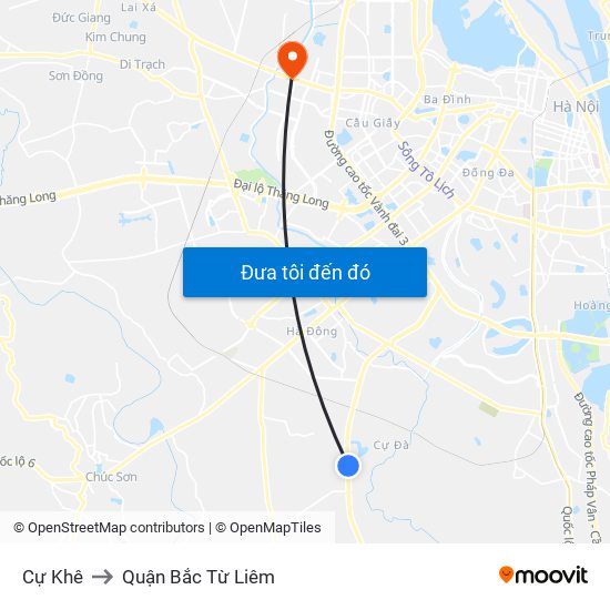 Cự Khê to Quận Bắc Từ Liêm map