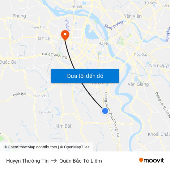 Huyện Thường Tín to Quận Bắc Từ Liêm map