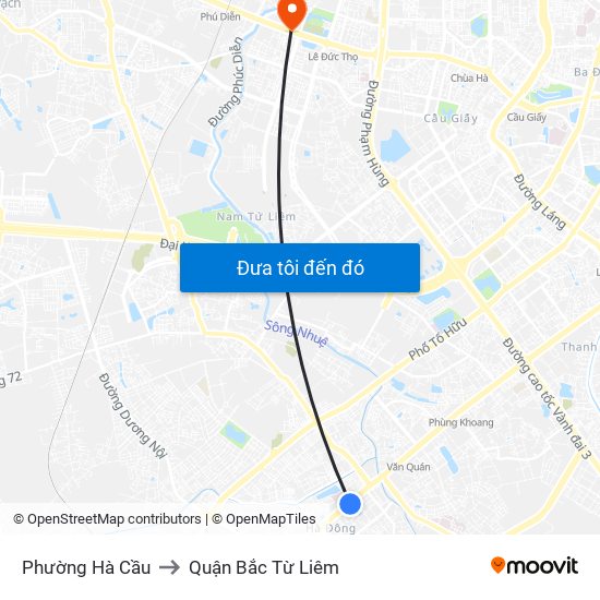 Phường Hà Cầu to Quận Bắc Từ Liêm map