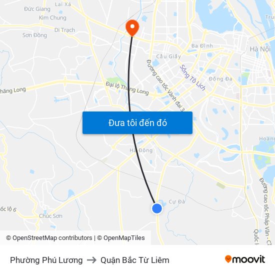 Phường Phú Lương to Quận Bắc Từ Liêm map