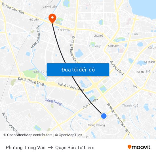 Phường Trung Văn to Quận Bắc Từ Liêm map