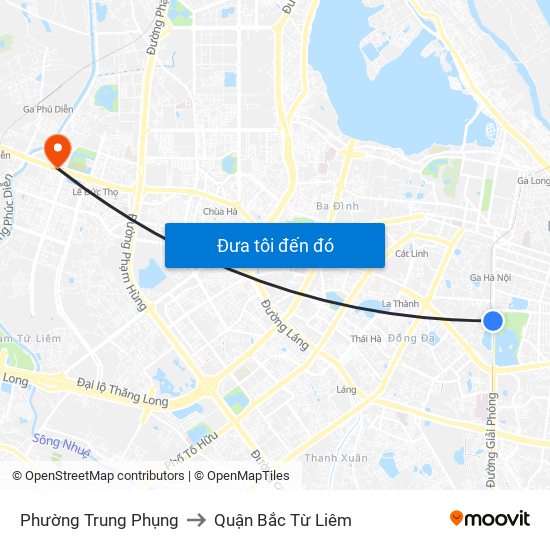 Phường Trung Phụng to Quận Bắc Từ Liêm map