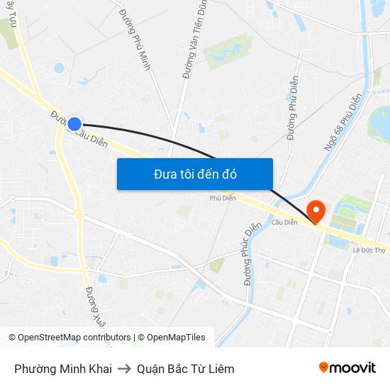 Phường Minh Khai to Quận Bắc Từ Liêm map