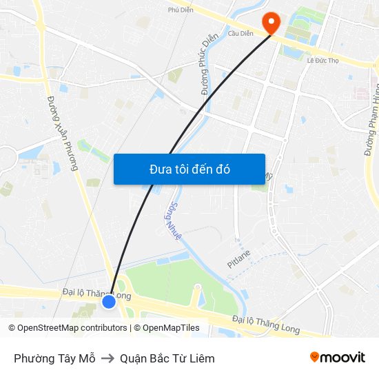 Phường Tây Mỗ to Quận Bắc Từ Liêm map