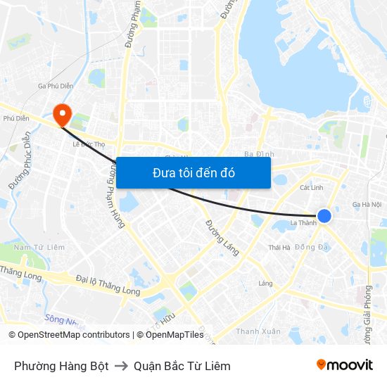 Phường Hàng Bột to Quận Bắc Từ Liêm map