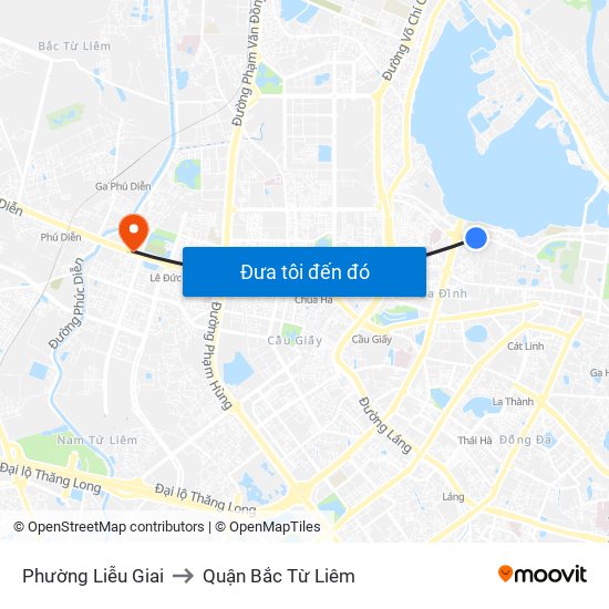 Phường Liễu Giai to Quận Bắc Từ Liêm map