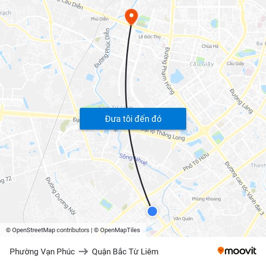 Phường Vạn Phúc to Quận Bắc Từ Liêm map