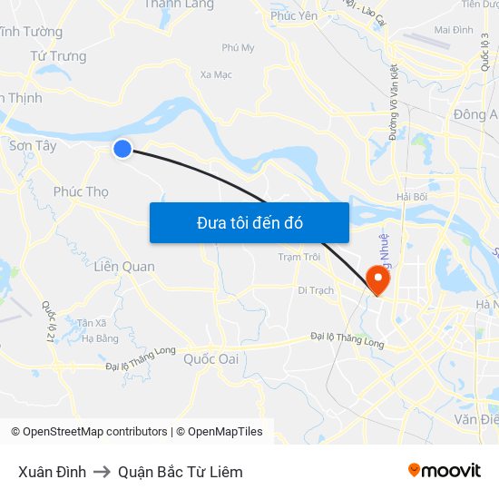 Xuân Đình to Quận Bắc Từ Liêm map