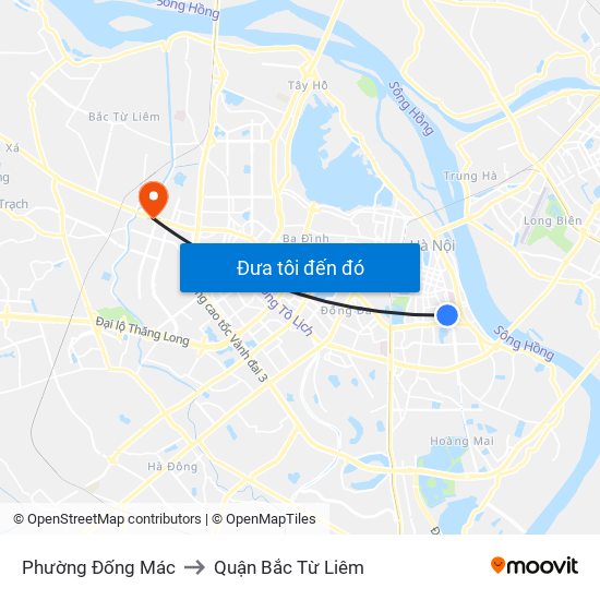 Phường Đống Mác to Quận Bắc Từ Liêm map