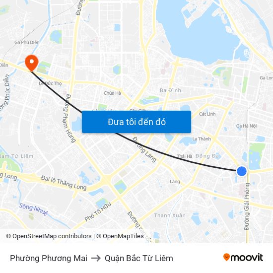 Phường Phương Mai to Quận Bắc Từ Liêm map